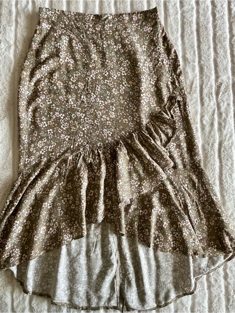 Ardene Boho Floral Ruffle High-Low Fairycore Ruffle Midi Skirt Medium - Picture 6 of 13